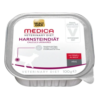 SELECT GOLD Medica Calculs Urinaires Struvite Barquettes de Pâtée Chat Adulte 16 x 100 g Bœuf
