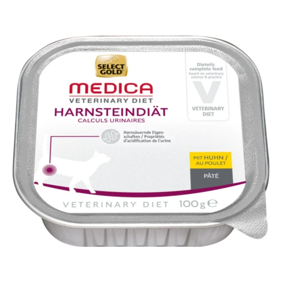 SELECT GOLD Medica Calculs Urinaires Struvite Barquettes de Pâtée Chat Adulte 16 x 100 g Poulet