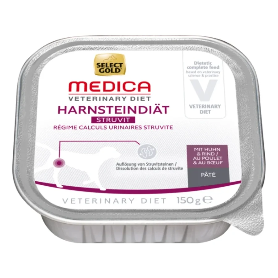 SELECT GOLD Medica Calculs Urinaires Struvite Barquettes de Pâtée Chien Adulte Poulet et Bœuf 10x150 g