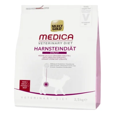 SELECT GOLD Medica Calculs Urinaires Struvite Croquettes Chat Adulte Bœuf 2,5 kg