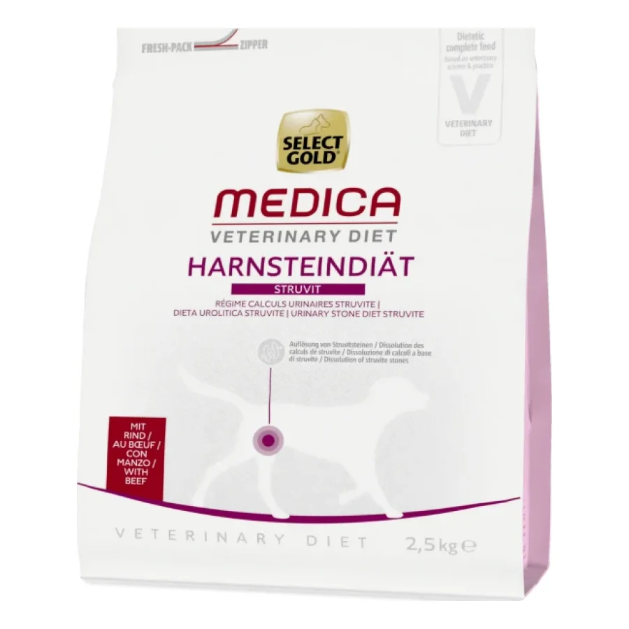 SELECT GOLD Medica Calculs Urinaires Struvite Croquettes Chien Adulte Bœuf 2,5 kg