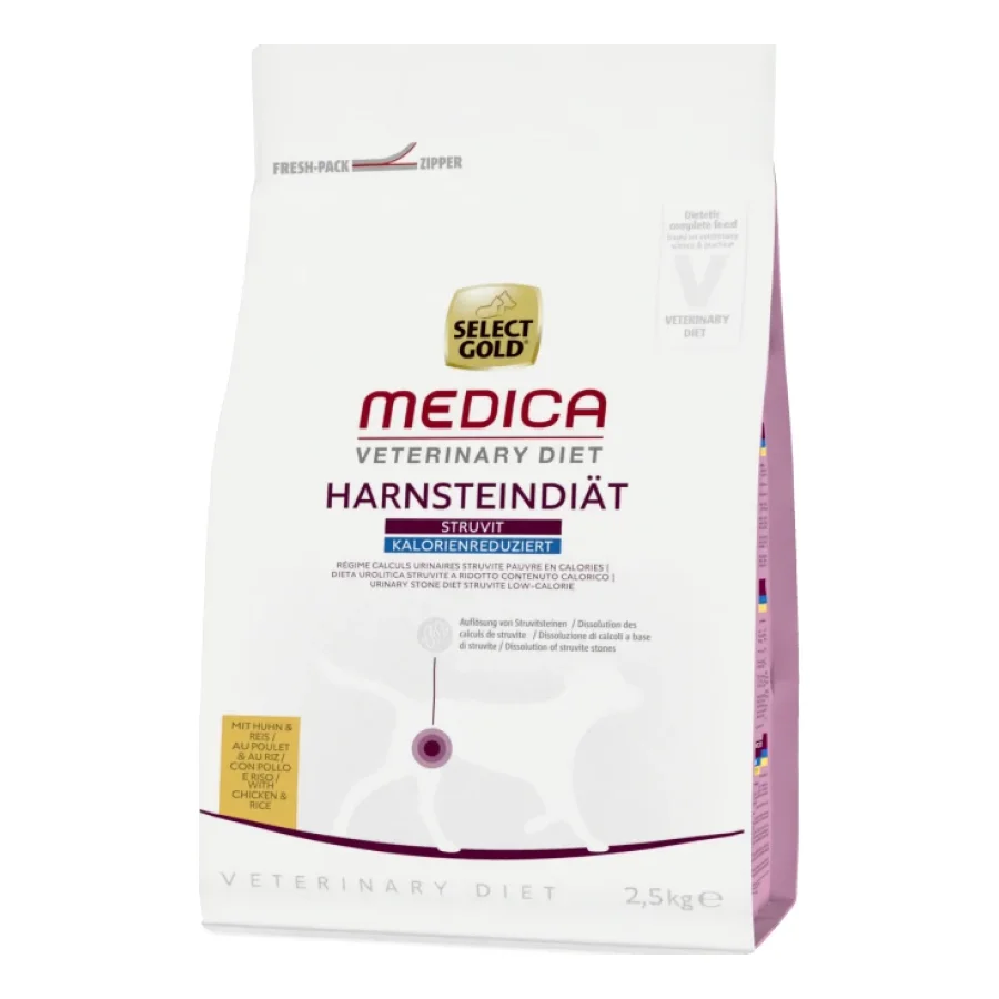 SELECT GOLD Medica Calculs Urinaires Struvite Pauvre en Calories Croquettes Chien Adulte Poulet et Riz 2,5 kg