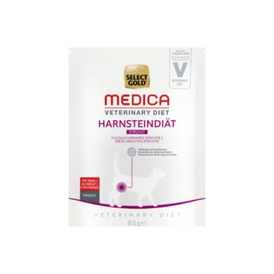 SELECT GOLD Medica Calculs Urinaires Struvite Sachets de Ragoût Chat Adulte 24 x 85 g Bœuf