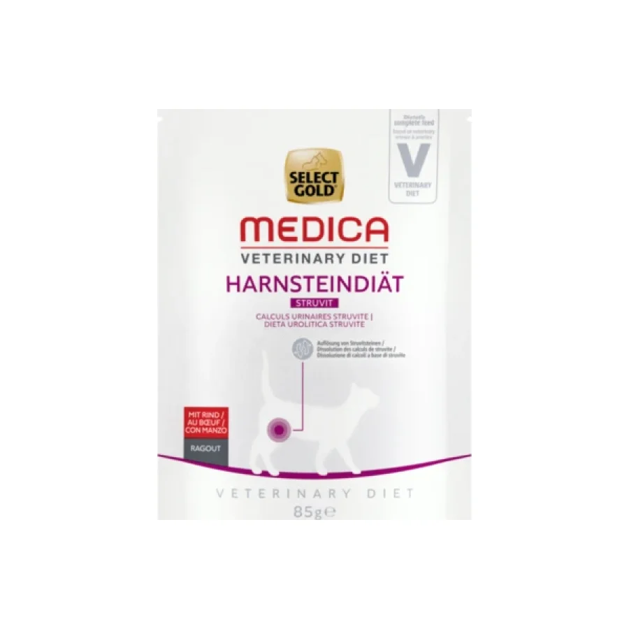 SELECT GOLD Medica Calculs Urinaires Struvite Sachets de Ragoût Chat Adulte 24 x 85 g Bœuf