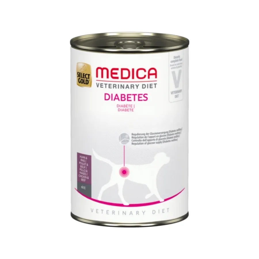SELECT GOLD Medica Diabète Boîtes de Pâtée Chien Adulte Poulet et Bœuf 24x400 g