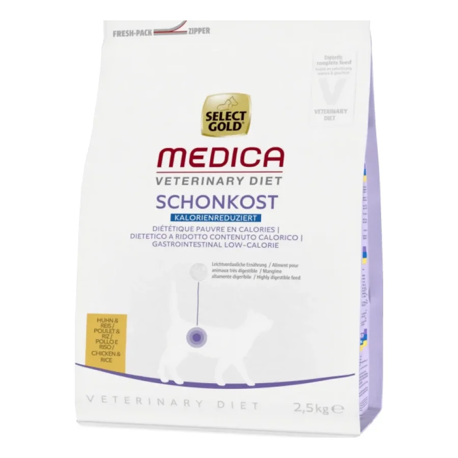 SELECT GOLD Medica Diététique Pauvre en Calories Croquettes Chat Adulte Poulet et riz 2,5 kg