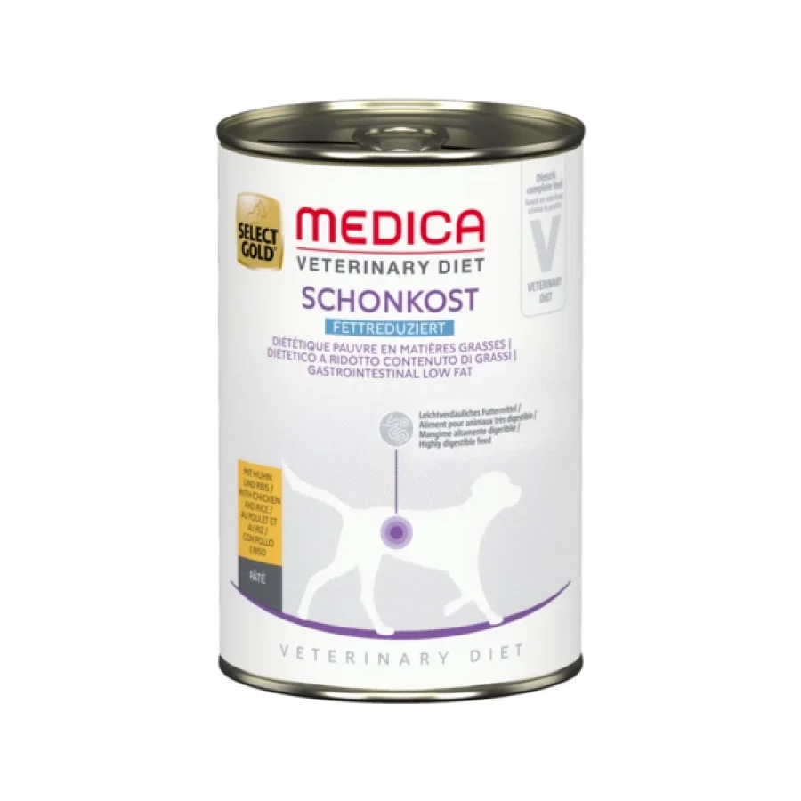 SELECT GOLD Medica Diététique Pauvre en Matières Grasses Boîtes de Pâtée Chien Adulte Poulet et Riz 6x400 g
