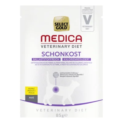 SELECT GOLD Medica Diététique Riche en Fibres et Pauvre en Calories Sachets de Pâtée Chat Adulte Poulet 12 x 85 g