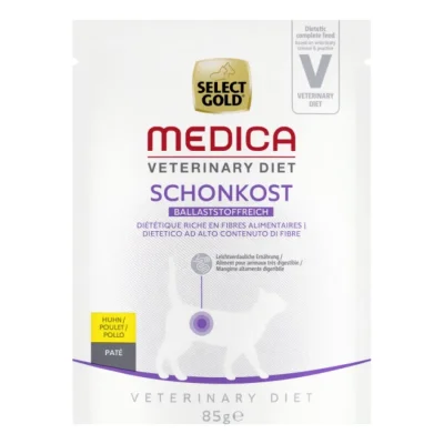 SELECT GOLD Medica Diététique Riche en Fibres Sachets de Pâtée Chat Adulte Poulet 12 x 85 g