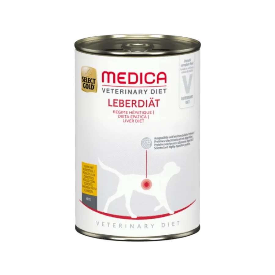 SELECT GOLD Medica Hépatique Boîtes de Pâtée Chien Adulte Poulet et Carotte 6x400 g