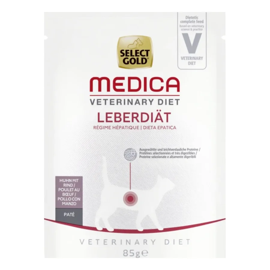 SELECT GOLD Medica Hépatique Sachets de Pâtée Chat Adulte Poulet et Bœuf 12 x 85 g