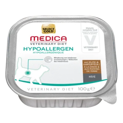 SELECT GOLD Medica Hypoallergénique Barquettes de Pâtée Chat Adulte Dinde et pommes de terre 16x100 g