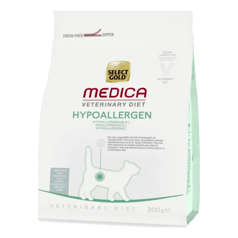 SELECT GOLD Medica Hypoallergénique Croquettes Chat Adulte Insecte et maïs 300 g