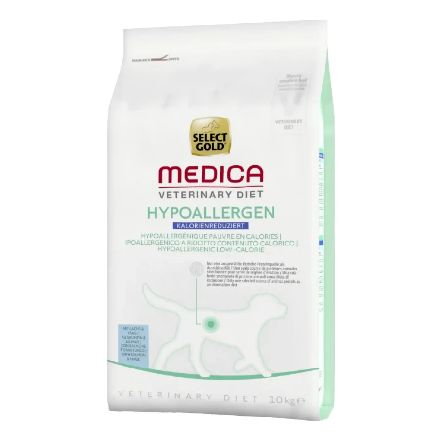 SELECT GOLD Medica Hypoallergénique Pauvre en Calories Croquettes Chien Adulte Saumon et Maïs 10 kg