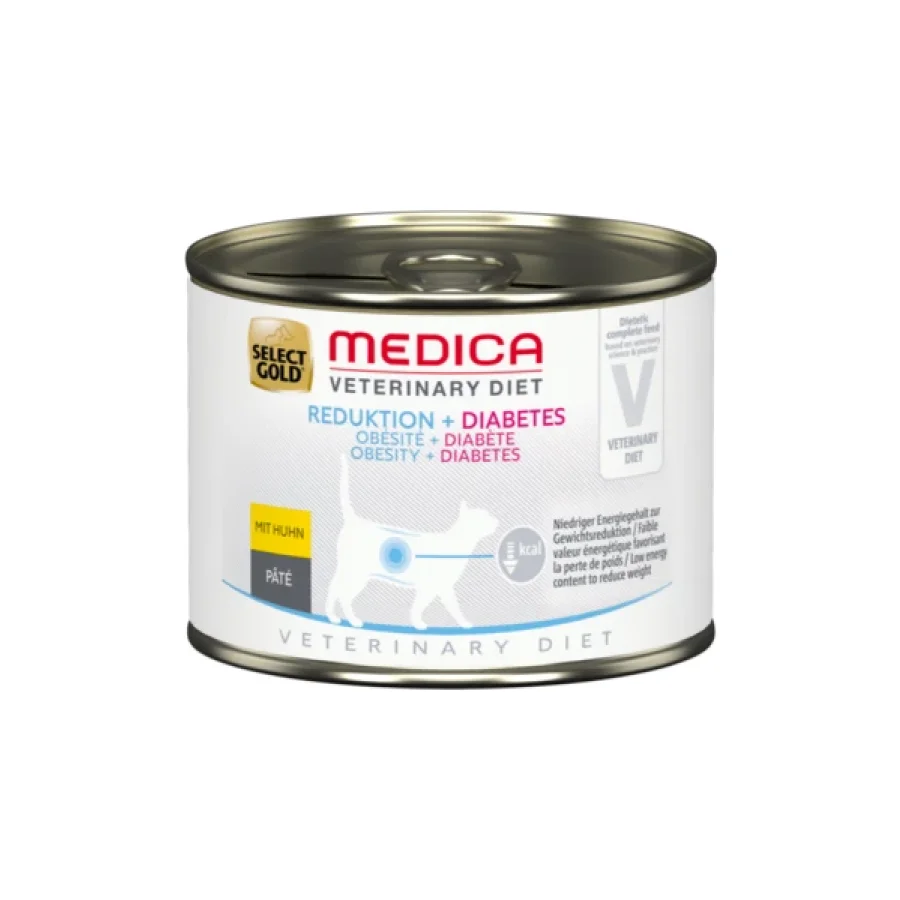 SELECT GOLD Medica Obésité & Diabète Boîtes de Pâtée Chat Adulte Poulet 6 x 200 g