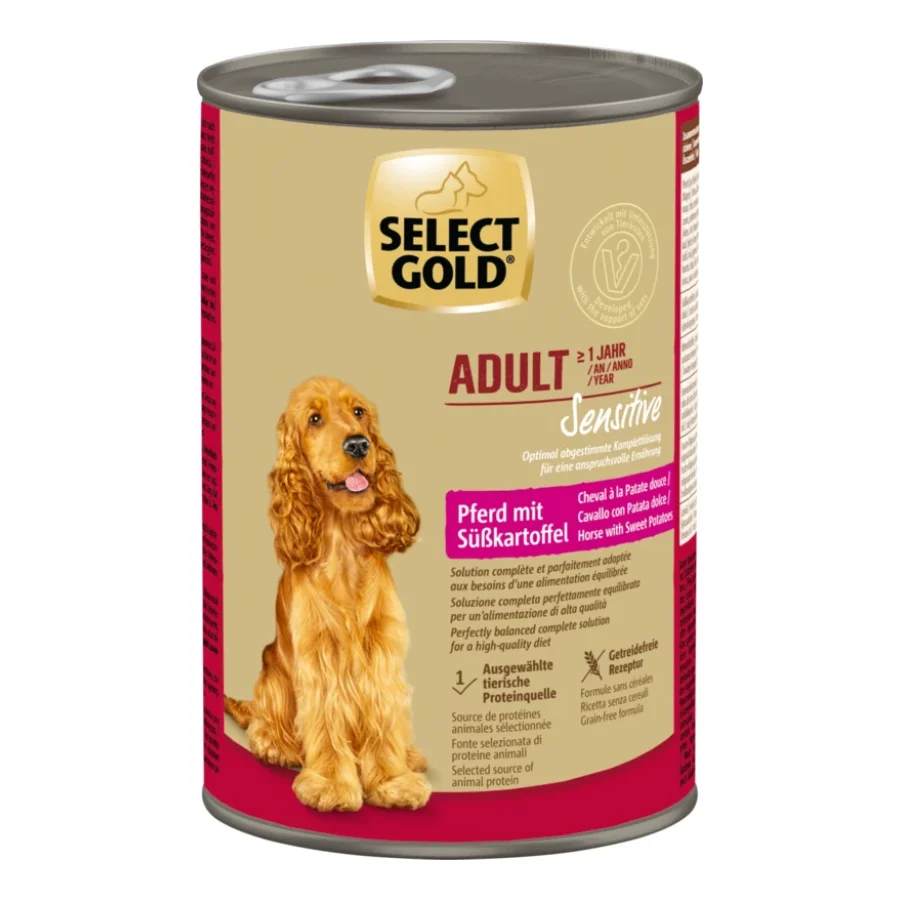 SELECT GOLD nourriture humide pour chien Sensitive Adult Cheval à la Patate douce 6x400 g