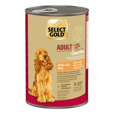 SELECT GOLD nourriture humide pour chien Sensitive Adult Poulet au riz 24x400 g