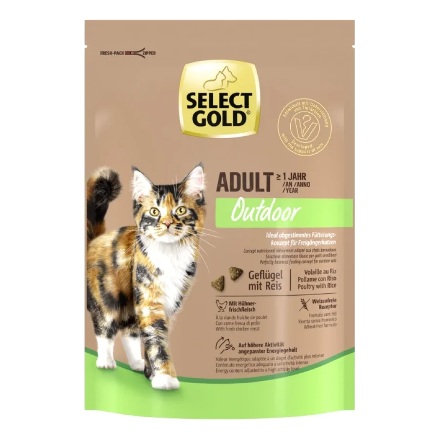 SELECT GOLD Outdoor Croquettes Chat Adulte Volaille et Riz 300 g