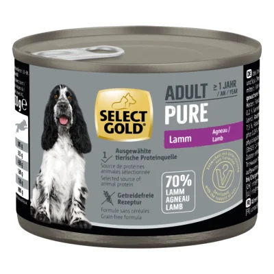 SELECT GOLD Pure Boîtes de Nourriture Humide Chien Adulte Agneau 12x200 g
