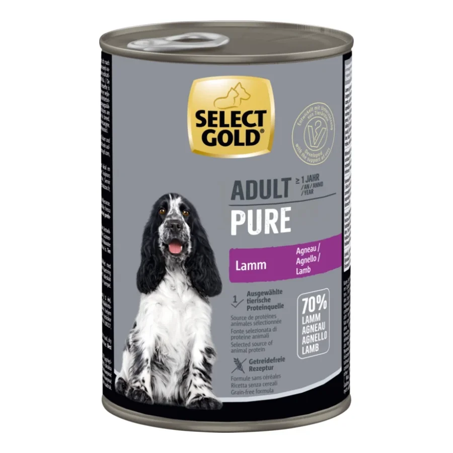 SELECT GOLD Pure Boîtes de Nourriture humide Chien Adulte Agneau 12x400 g
