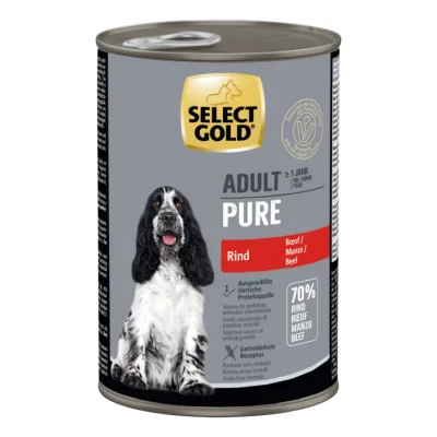 SELECT GOLD Pure Boîtes de Nourriture humide Chien Adulte Bœuf 24x400 g