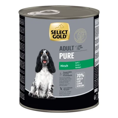 SELECT GOLD Pure Boîtes de Nourriture humide Chien Adulte Cerf 6x800 g
