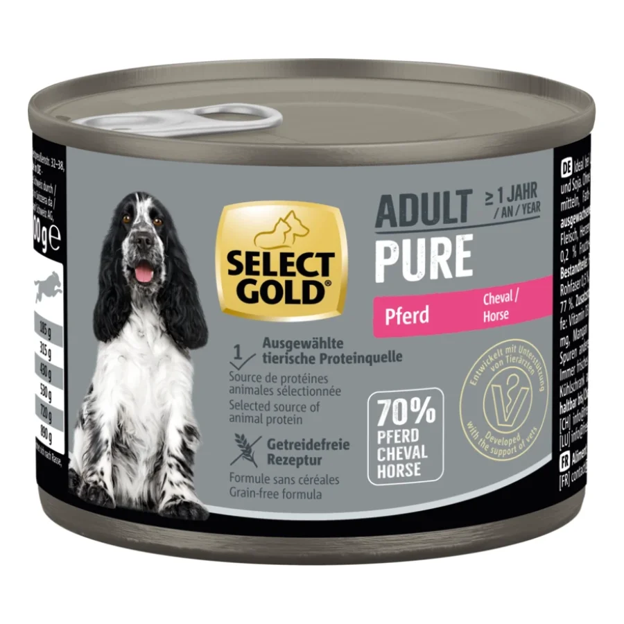 SELECT GOLD Pure Boîtes de Nourriture Humide Chien Adulte Cheval 12x200 g