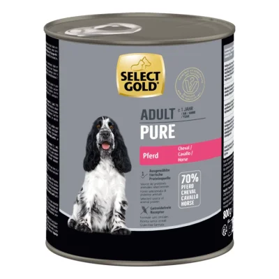 SELECT GOLD Pure Boîtes de Nourriture humide Chien Adulte Cheval 12x800 g
