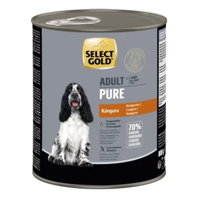 SELECT GOLD Pure Boîtes de Nourriture humide Chien Adulte Kangourou 12x800 g