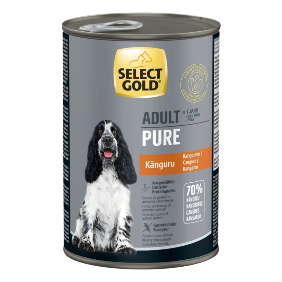 SELECT GOLD Pure Boîtes de Nourriture humide Chien Adulte Kangourou 6x400 g