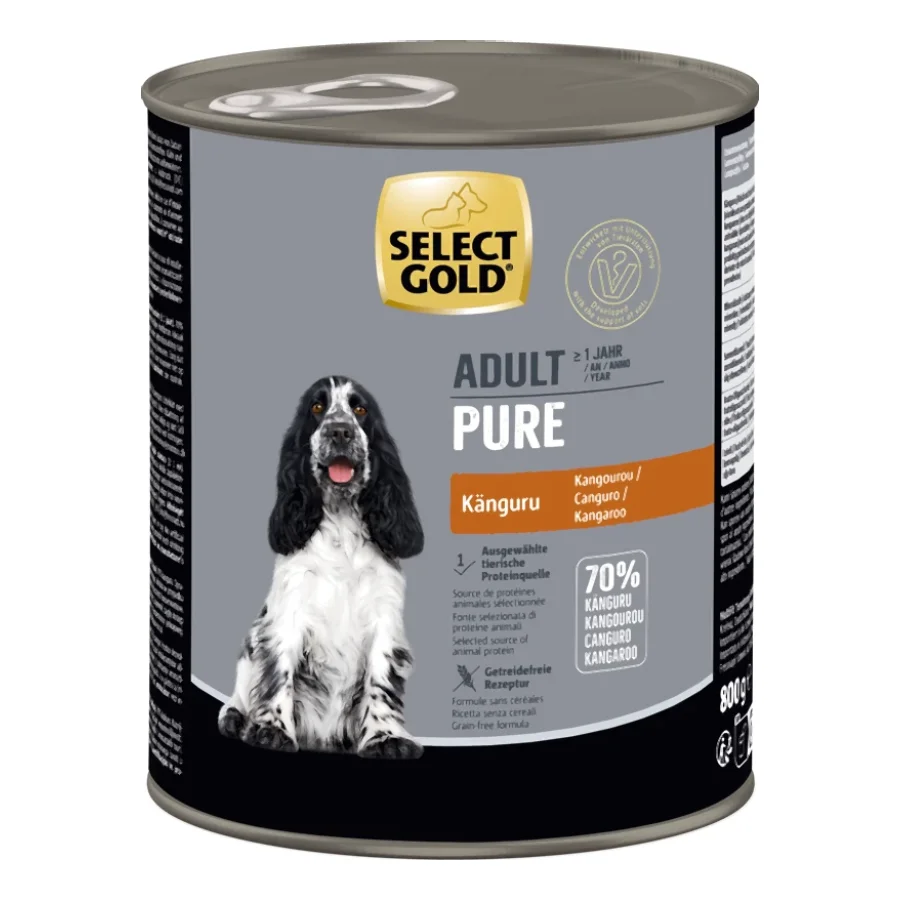 SELECT GOLD Pure Boîtes de Nourriture humide Chien Adulte Kangourou 6x800 g