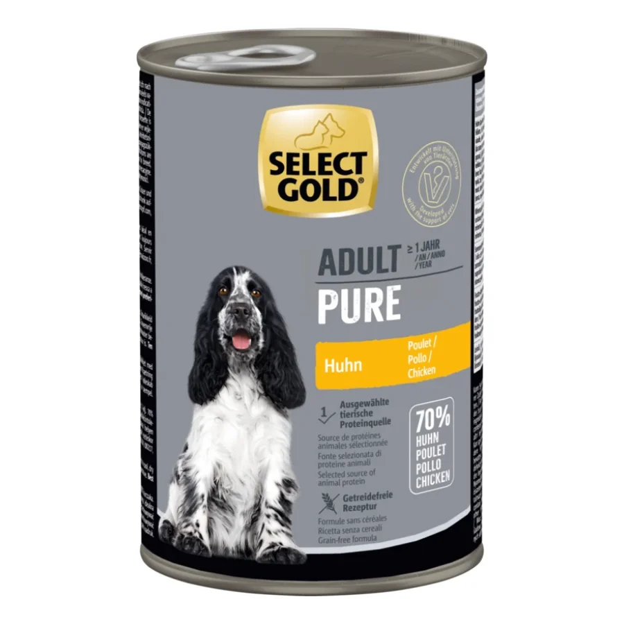 SELECT GOLD Pure Boîtes de Nourriture humide Chien Adulte Poulet 12x400 g
