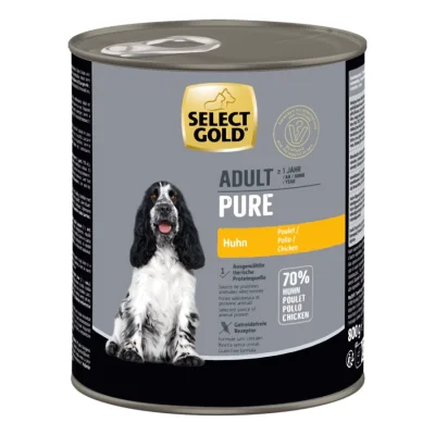 SELECT GOLD Pure Boîtes de Nourriture humide Chien Adulte Poulet 12x800 g