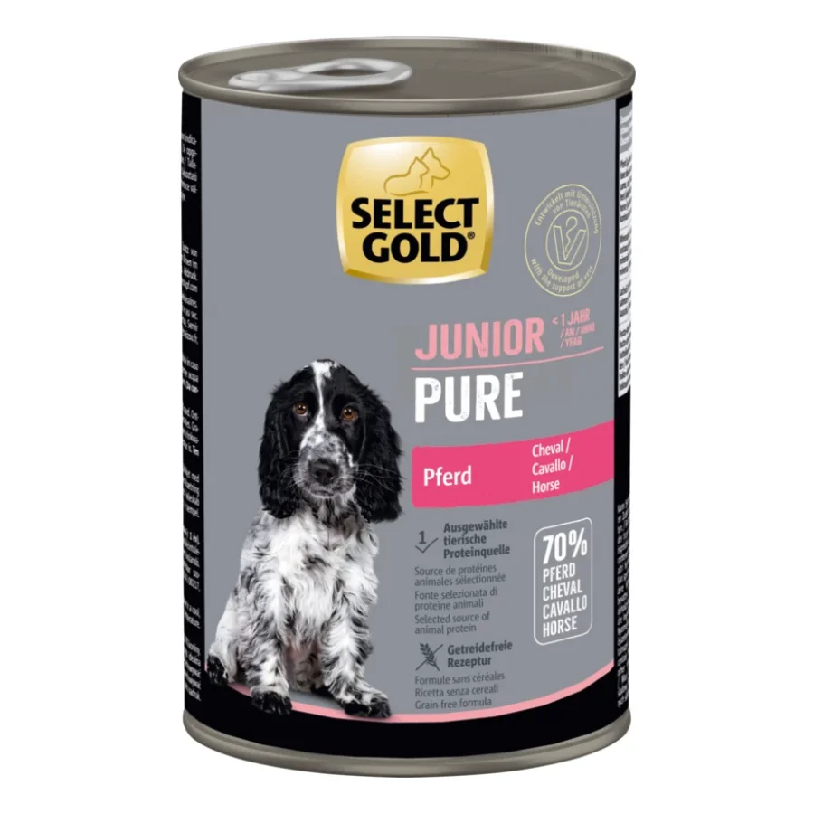 SELECT GOLD Pure Boîtes de Nourriture Humide Chiot Cheval 24x400 g