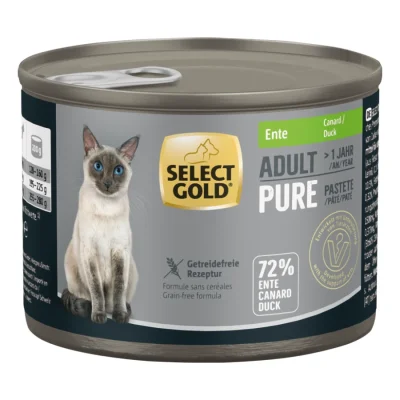 SELECT GOLD Pure Boîtes de Pâtée Chat Adute Canard 24x200 g