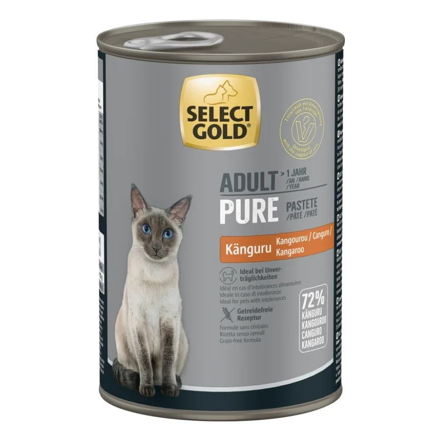 SELECT GOLD Pure Boîtes de Pâtée Chat Adute Kangourou 6x400 g