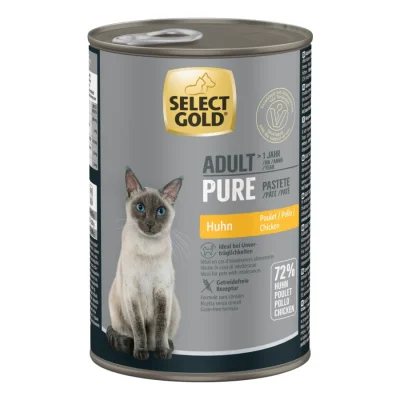 SELECT GOLD Pure Boîtes de Pâtée Chat Adute Poulet 12x400 g