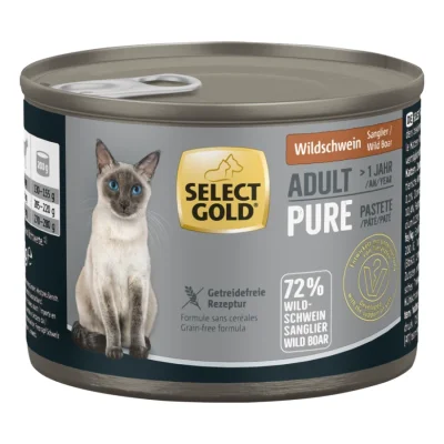 SELECT GOLD Pure Boîtes de Pâtée Chat Adute Sanglier 12x200 g