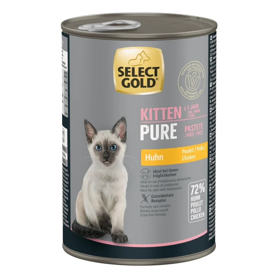 SELECT GOLD Pure Boîtes de Pâtée Chaton Poulet 12x400 g