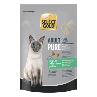 SELECT GOLD Pure Croquettes Chat Adulte Ver à Soie 300 g