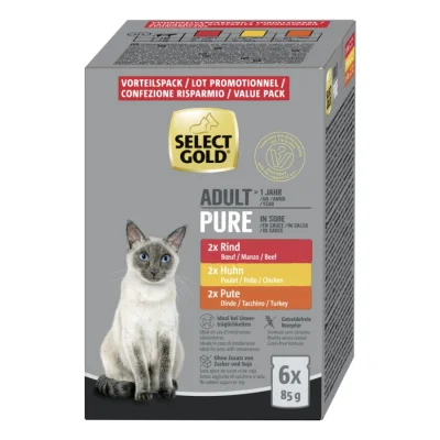 SELECT GOLD Pure Pack Mixte Sachets En sauce Chat Adulte 6x85g