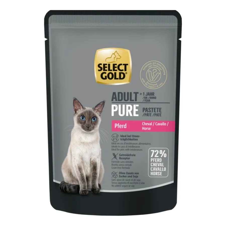 SELECT GOLD Pure Sachets de Pâtée Chat Adute Cheval 48x85 g