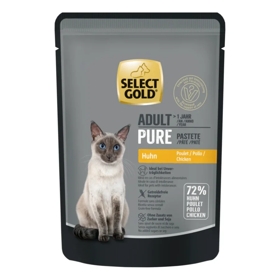 SELECT GOLD Pure Sachets de Pâtée Chat Adute Poulet 24x85 g