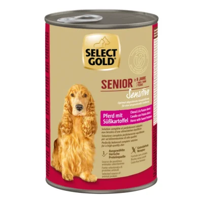 SELECT GOLD Sensitive Boîtes de Nourriture Humide Chien Senior Cheval à la Patate douce 6x400 g