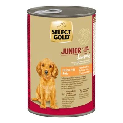 SELECT GOLD Sensitive Boîtes de Nourriture Humide Chiot Poulet et riz 6x400 g