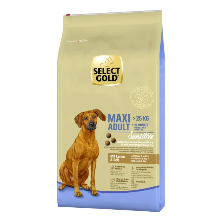 SELECT GOLD Sensitive Croquettes Chien Adulte Maxi Agneau et riz 12 kg