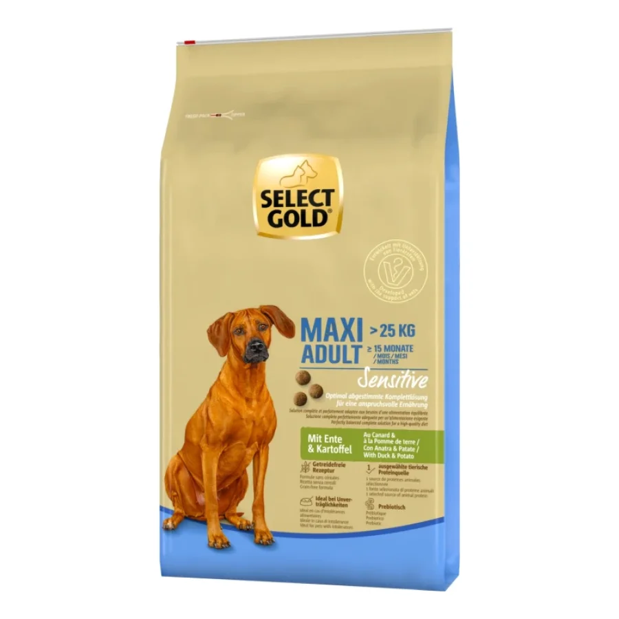 SELECT GOLD Sensitive Croquettes Chien Adulte Maxi Canard aux pommes de terre 12 kg