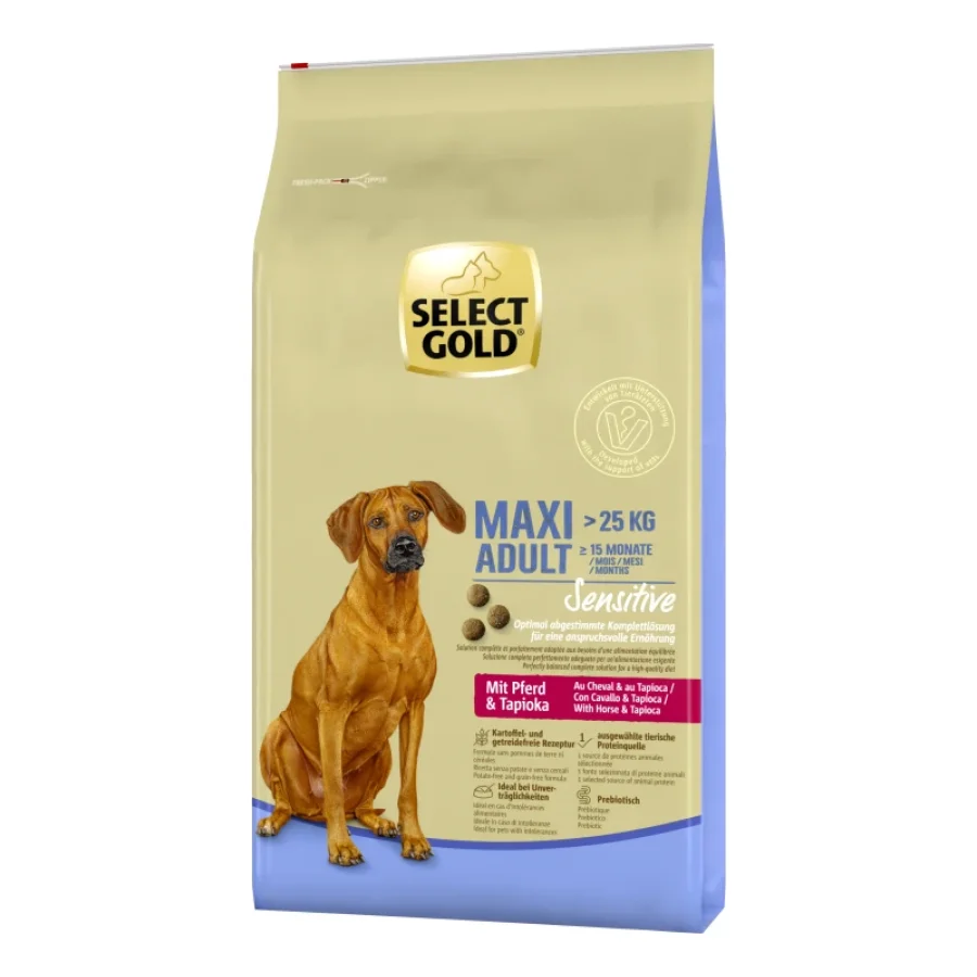 SELECT GOLD Sensitive Croquettes Chien Adulte Maxi Cheval au tapioca 12 kg