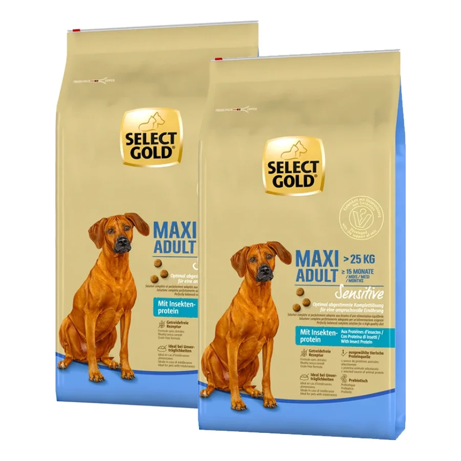 SELECT GOLD Sensitive Croquettes Chien Adulte Maxi Mélange d’insectes 2x12 kg