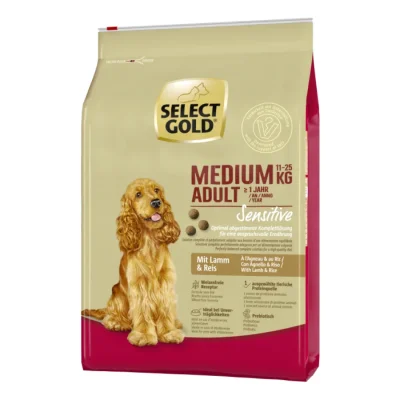 SELECT GOLD Sensitive Croquettes Chien Adulte Medium Agneau et riz 4 kg